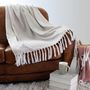 Voir la diapositive 2 : Paris Prix Plaid Uni à Franges  Dobby  130x150cm Beige