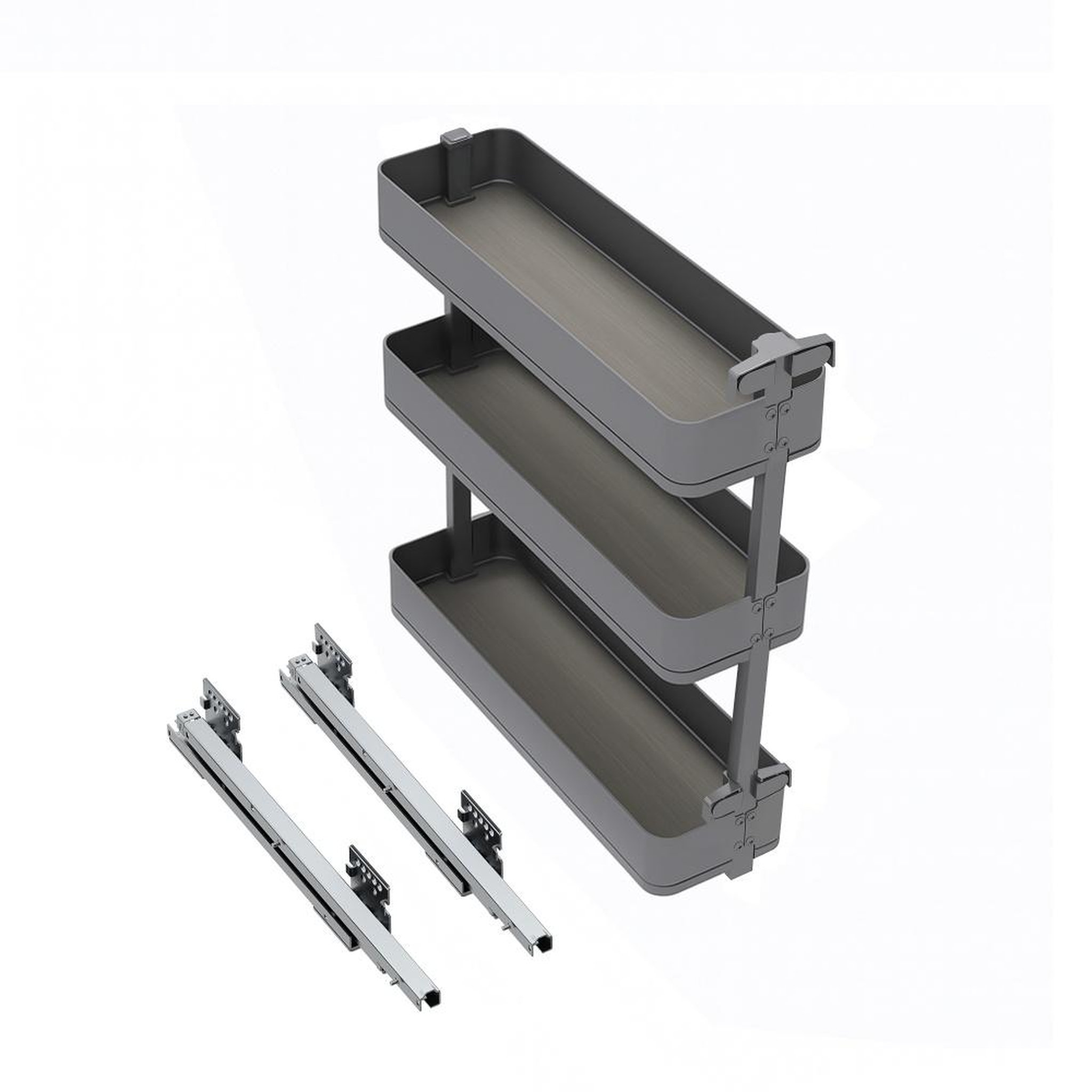 EMUCA SRL Porte-bouteilles latéral extractible Harmony avec fermeture amortie -  Module largeur 200mm hauteur 800mm -  Acier et Bois -  Gris anthracite