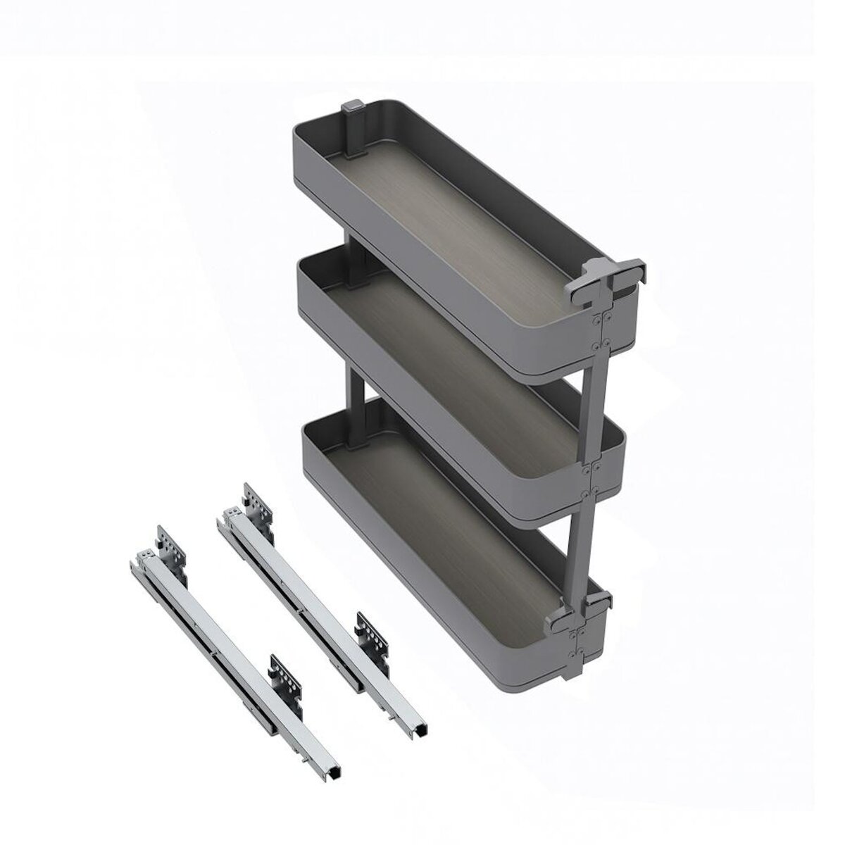 EMUCA SRL Porte-bouteilles latéral extractible Harmony avec fermeture amortie -  Module largeur 200mm hauteur 800mm -  Acier et Bois -  Gris anthracite