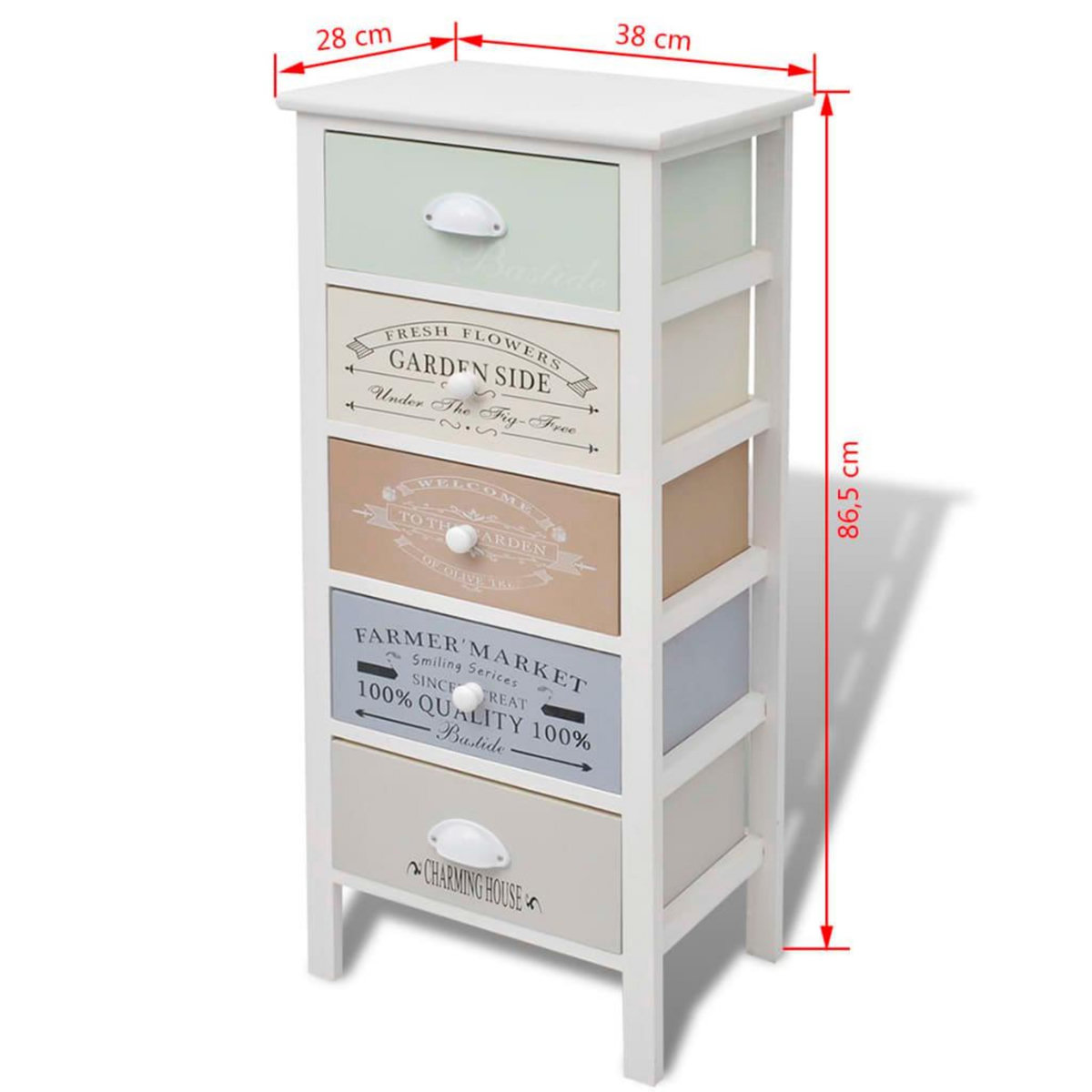 VIDAXL Armoire de rangement en style français 5 tiroirs Bois