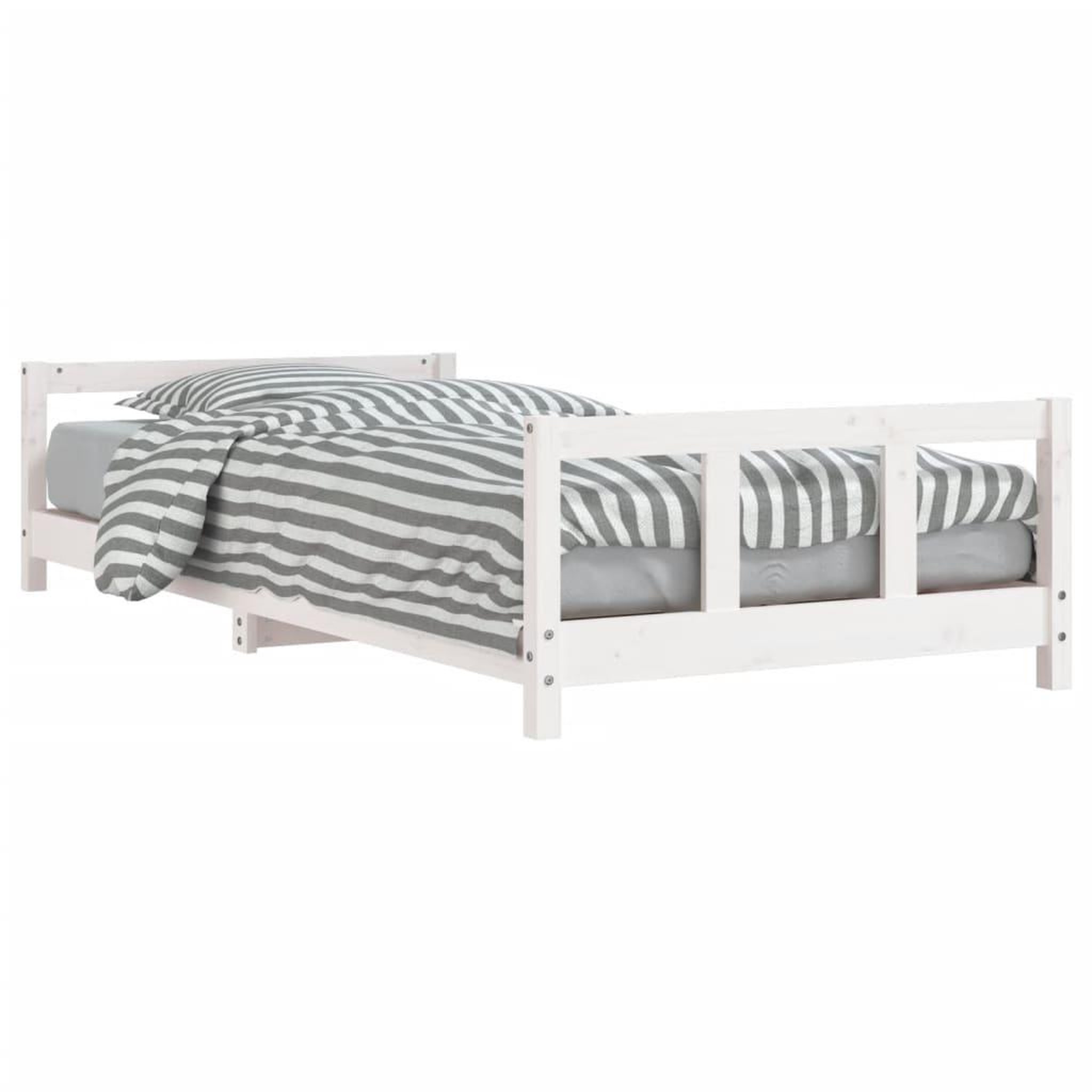 Voir la diapositive 2 : VIDAXL Cadre de lit pour enfants blanc 90x200 cm bois de pin massif