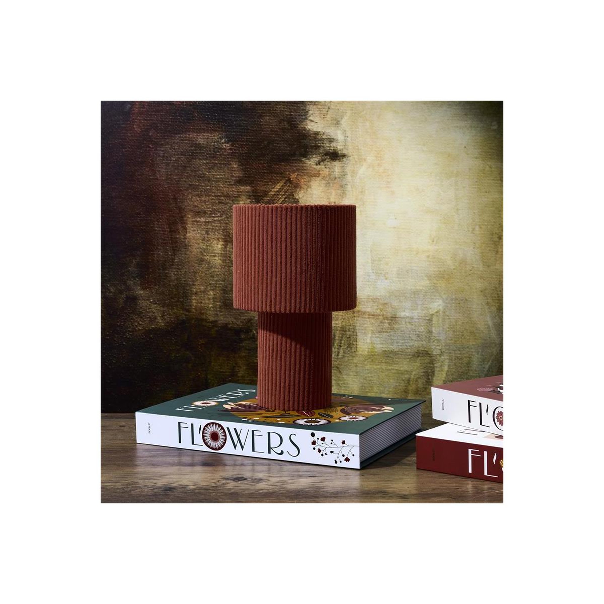 Voir la diapositive 2 : The Home Deco Factory Lampe à Poser en Velours  Côtelé  28cm Terracotta