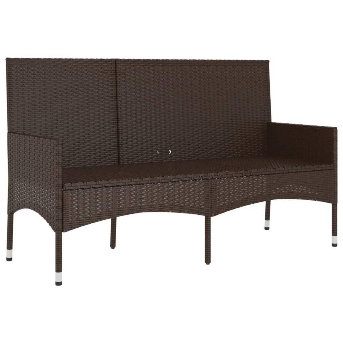 VIDAXL Banc de jardin a 3 places avec coussins Marron Resine tressee