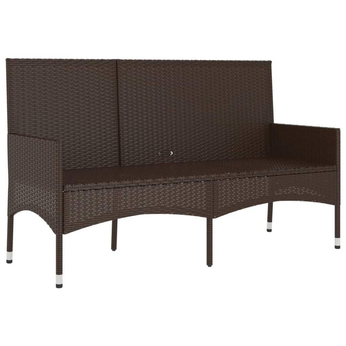 VIDAXL Banc de jardin a 3 places avec coussins Marron Resine tressee