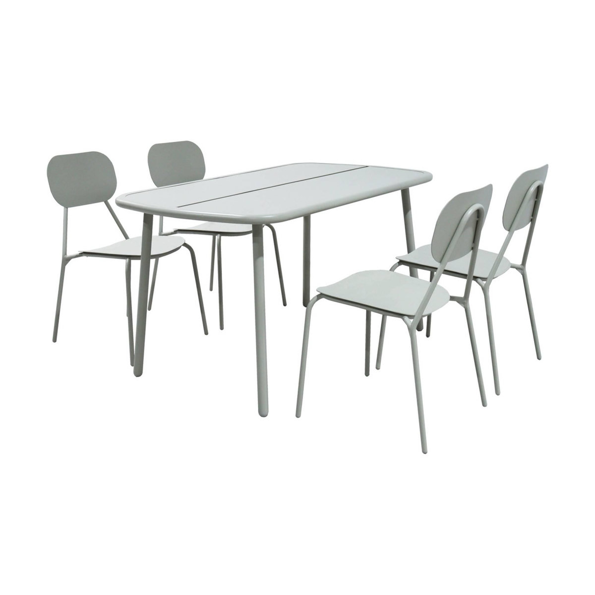 SWEEEK Table de jardin aluminium + 4 assises gris - Avelia