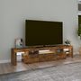 Voir la diapositive 3 : VIDAXL Meuble TV avec lumieres LED Chene fume 200x36,5x40 cm