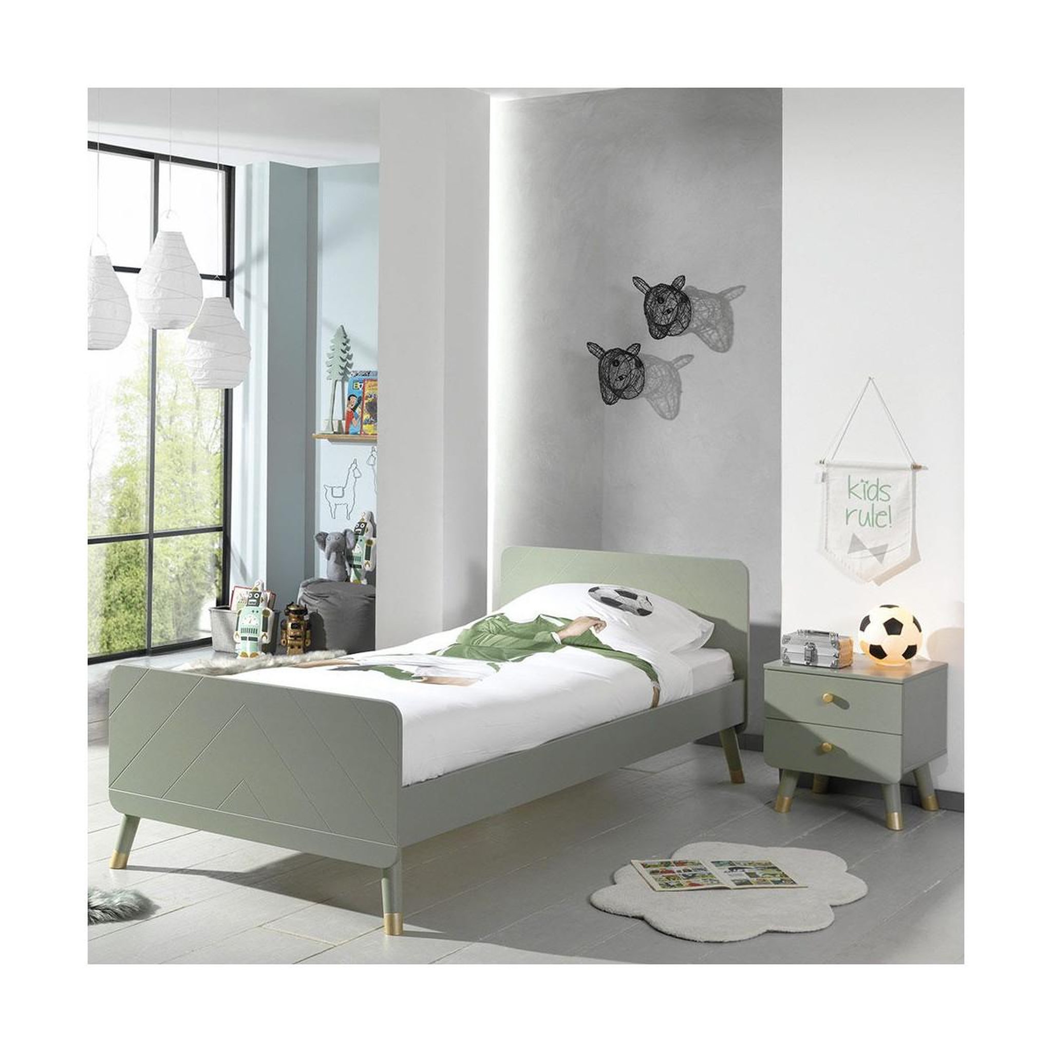 Voir la diapositive 2 : Paris Prix Table de chevet enfant 2 tiroirs  billy  43cm vert