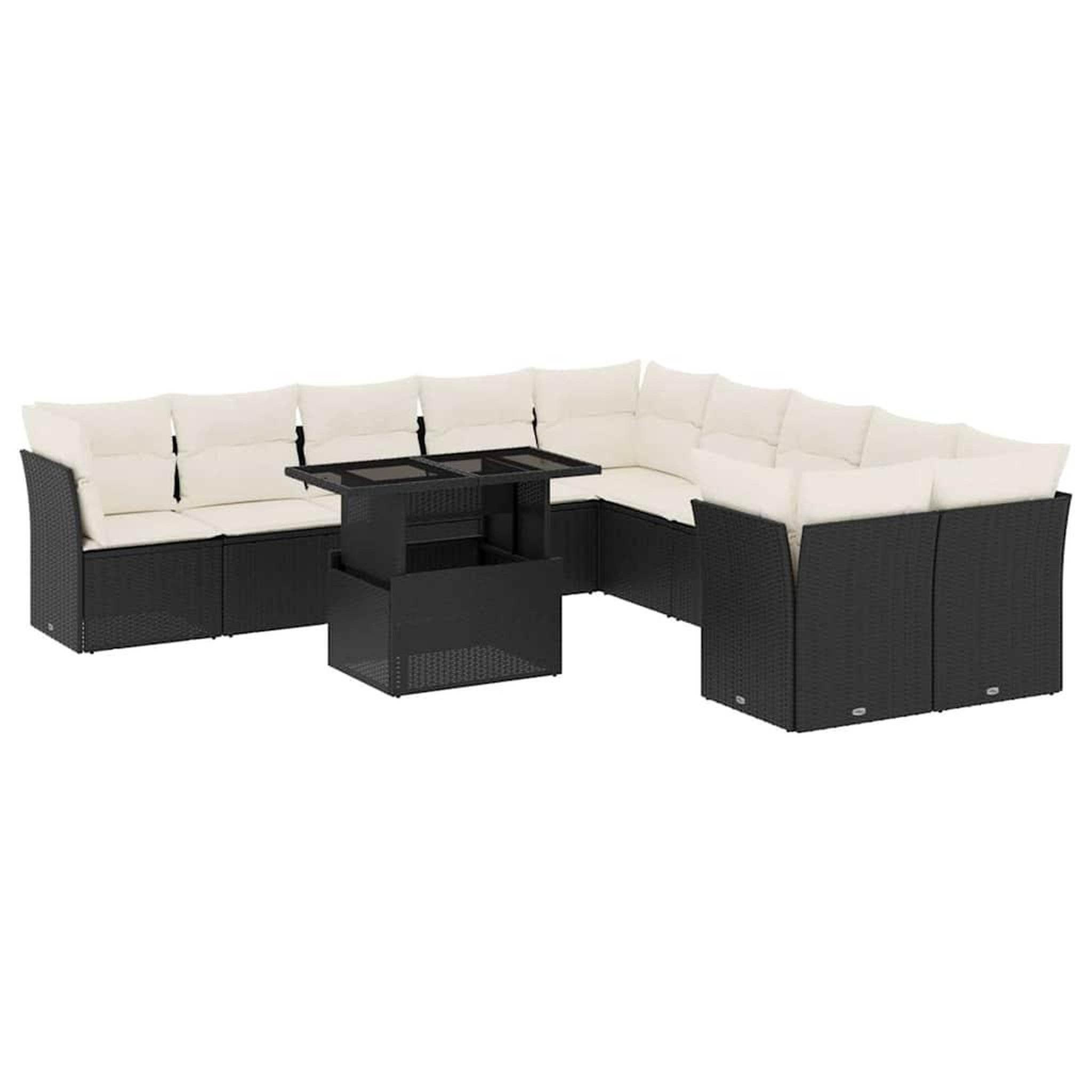 Voir la diapositive 2 : VIDAXL Salon de jardin 11 pcs avec coussins noir resine tressee
