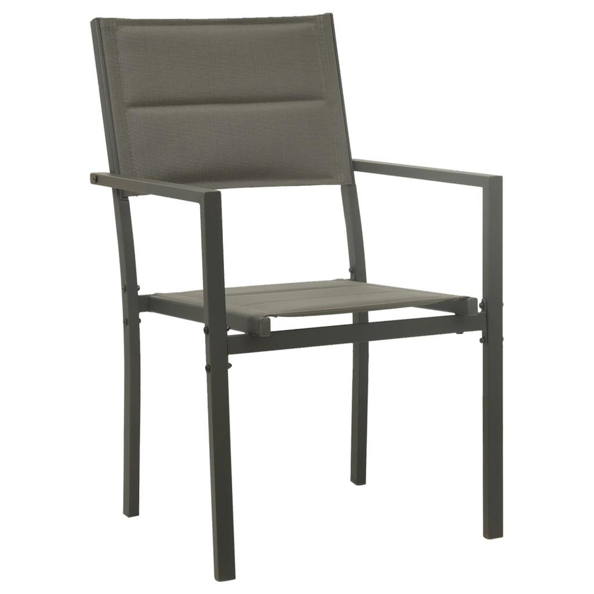 Voir la diapositive 2 : VIDAXL Chaises de jardin lot de 2 Textilene acier Gris et anthracite