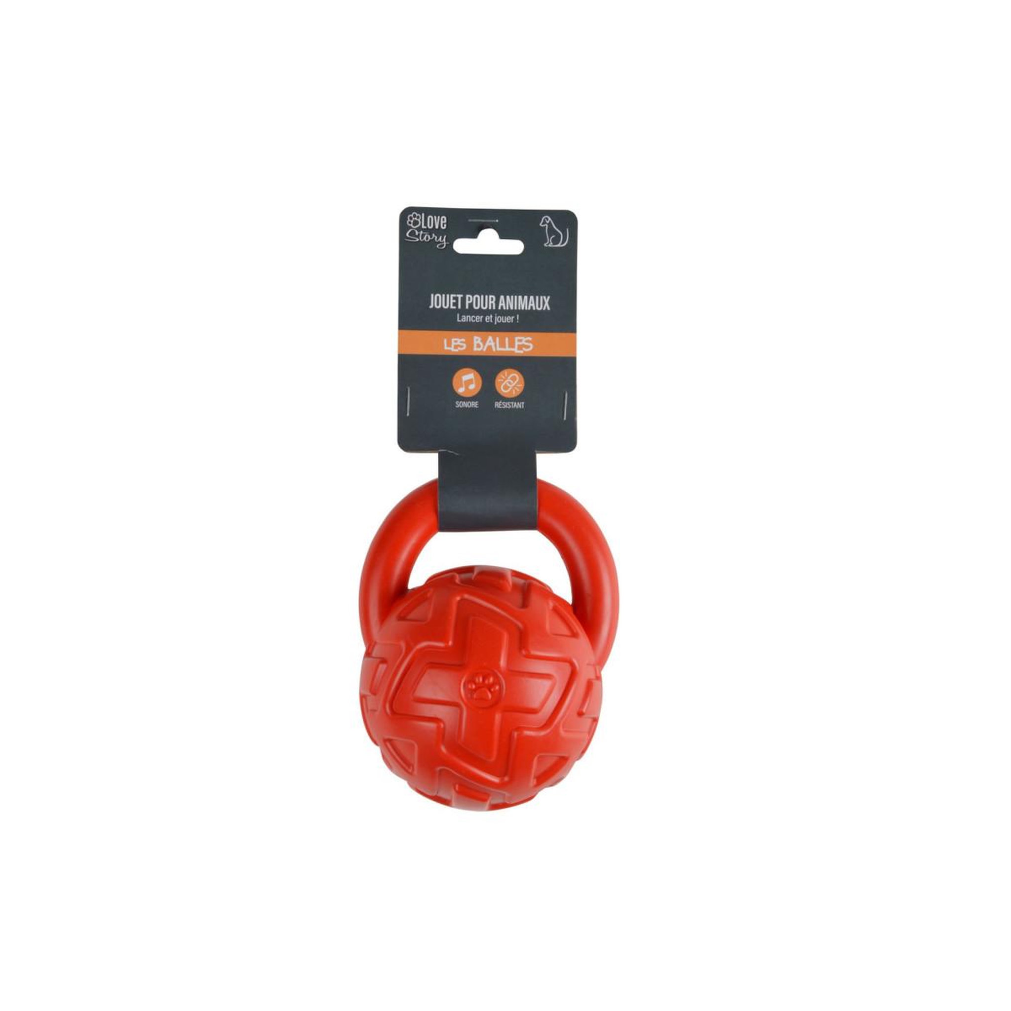 Voir la diapositive 2 : LOVE STORY Jouet pour chien  ballon sonore  14cm rouge