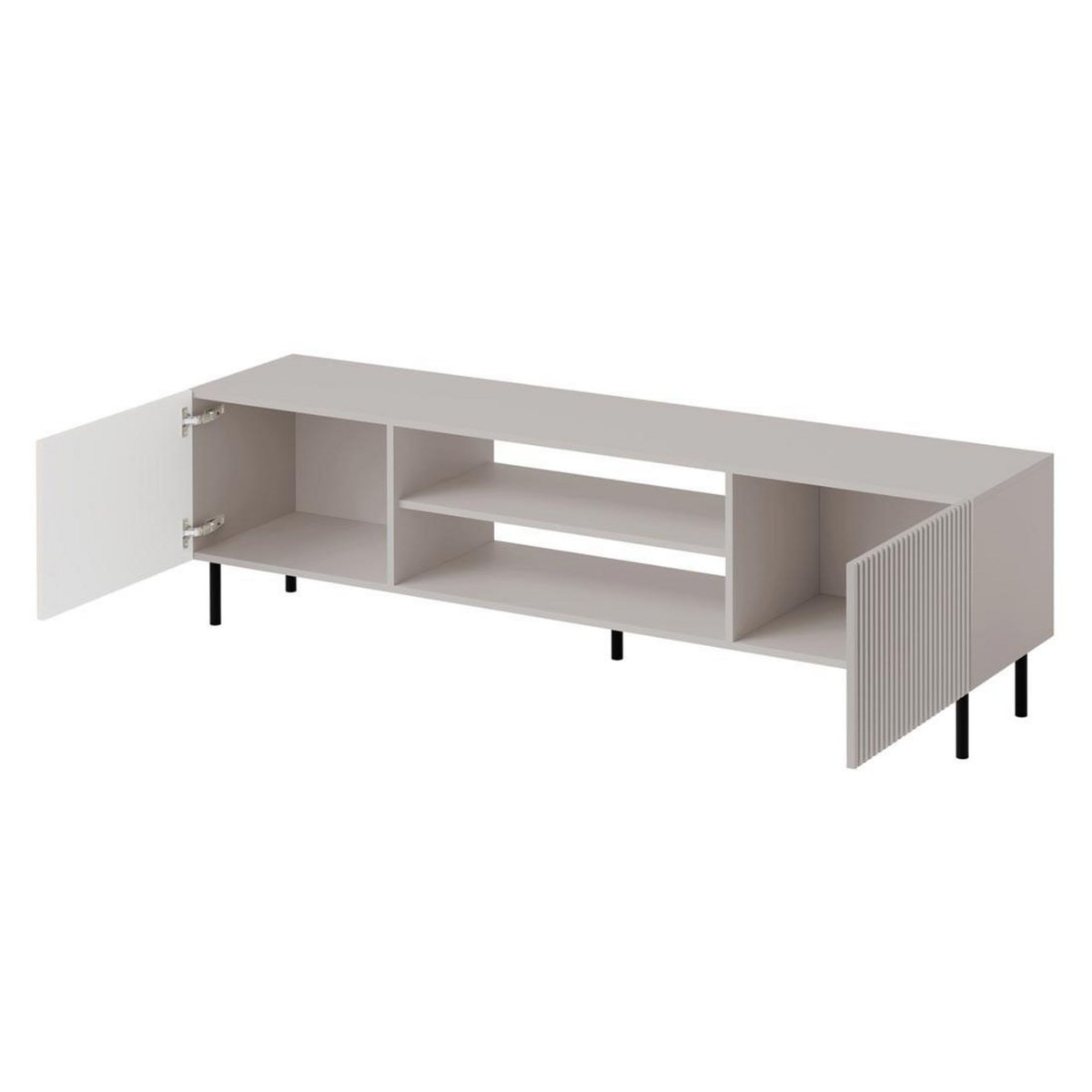BEST MOBILIER Timote - meuble tv 2 portes et 2 niches - écru - 181 cm