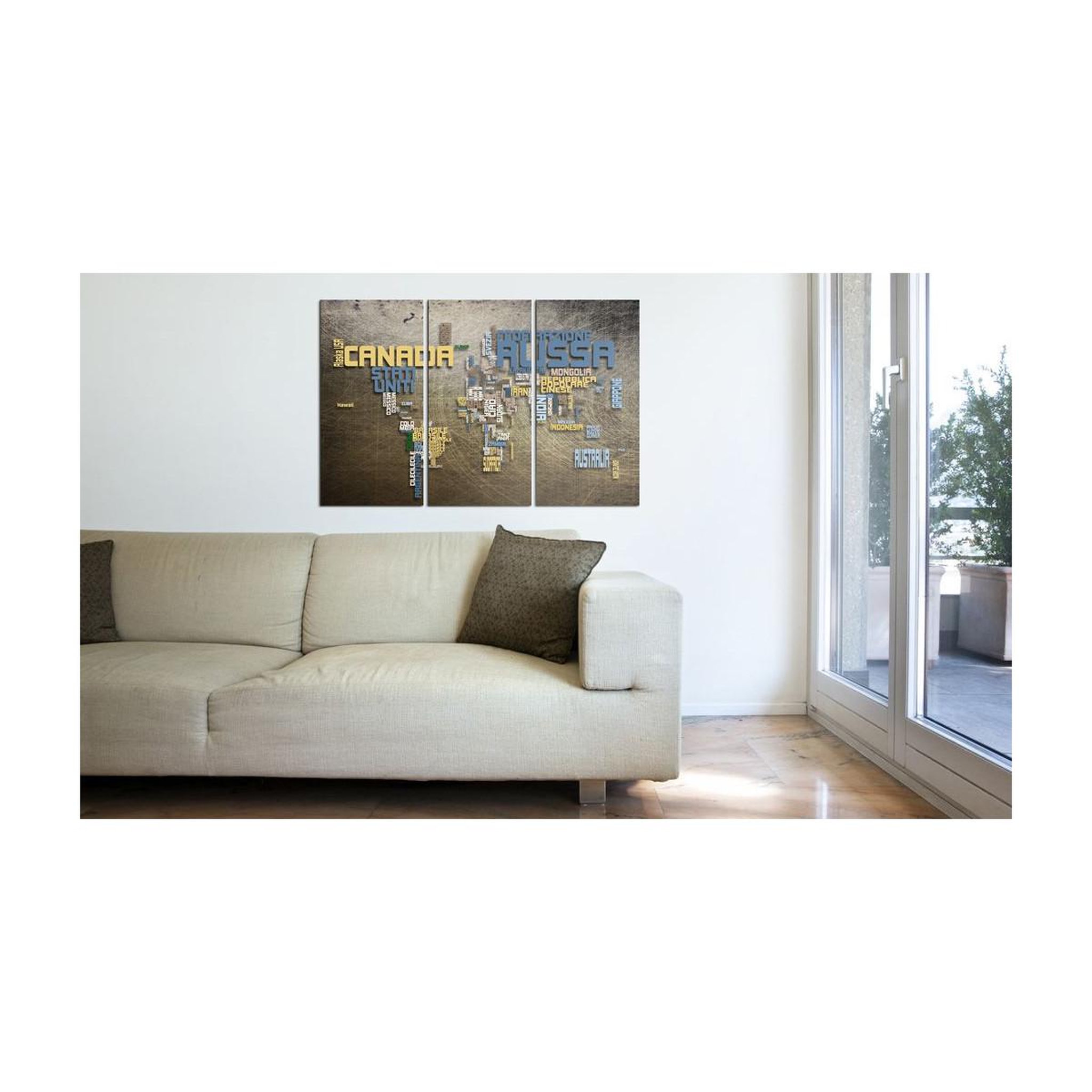 Voir la diapositive 2 : Paris Prix Tableau 3 panneaux  carte du monde en italien