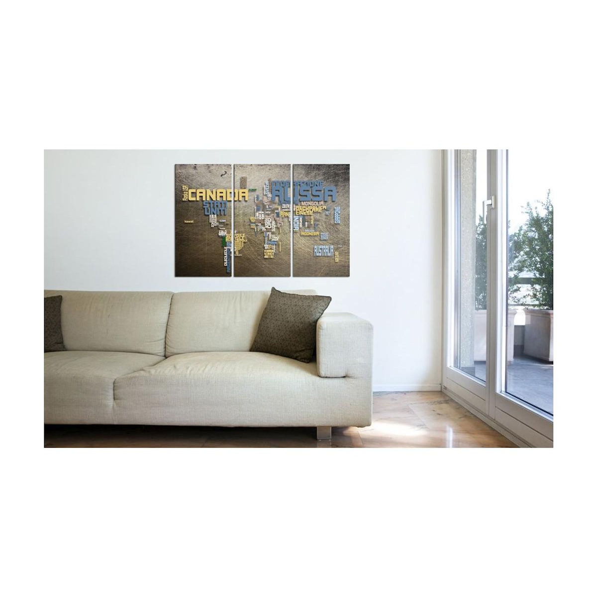 Paris Prix Tableau 3 Panneaux  Carte du Monde en Italien