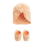 Petit Béguin Bonnet bébé et chaussons Sierra. Coloris disponibles : Jaune