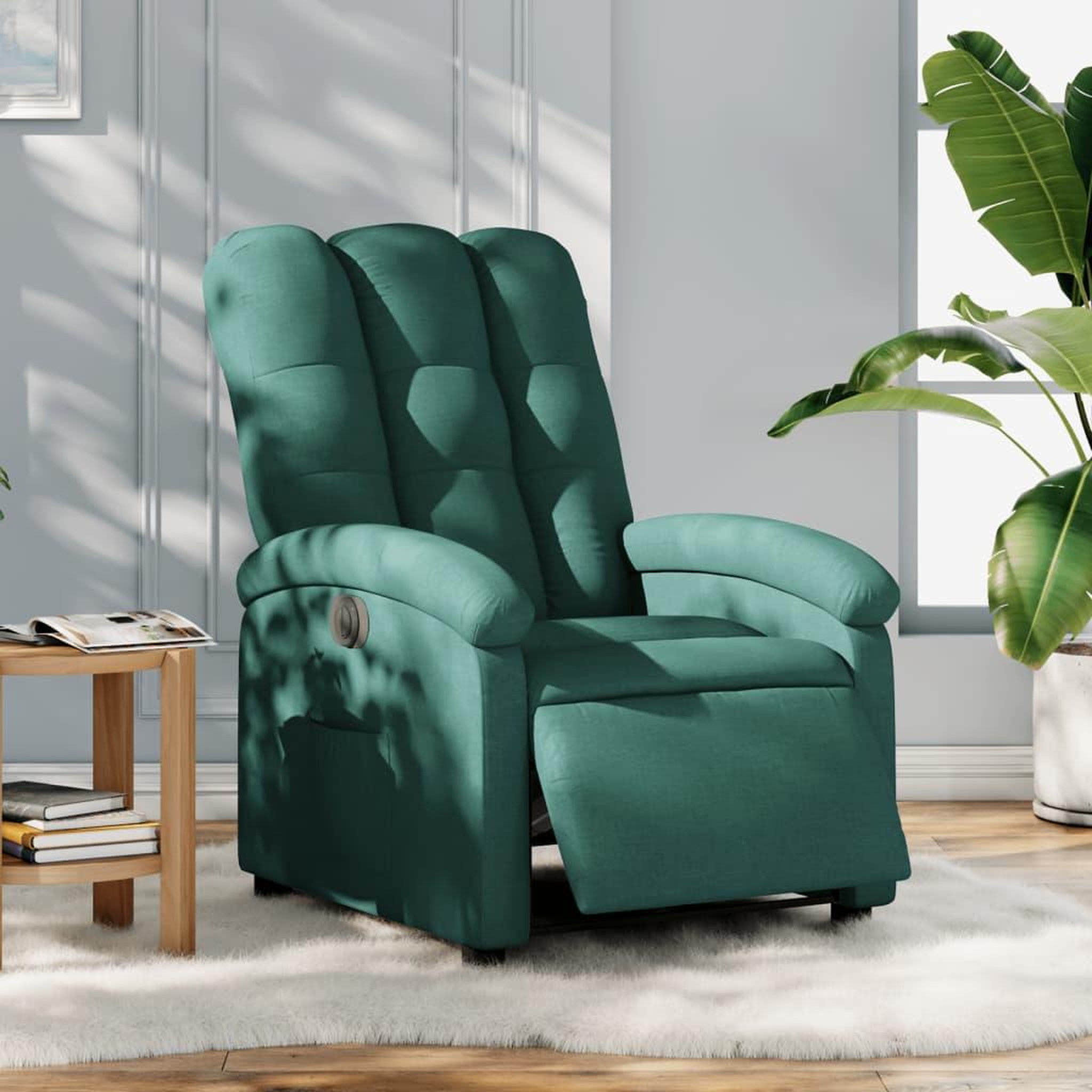 VIDAXL Fauteuil inclinable electrique Vert fonce Tissu