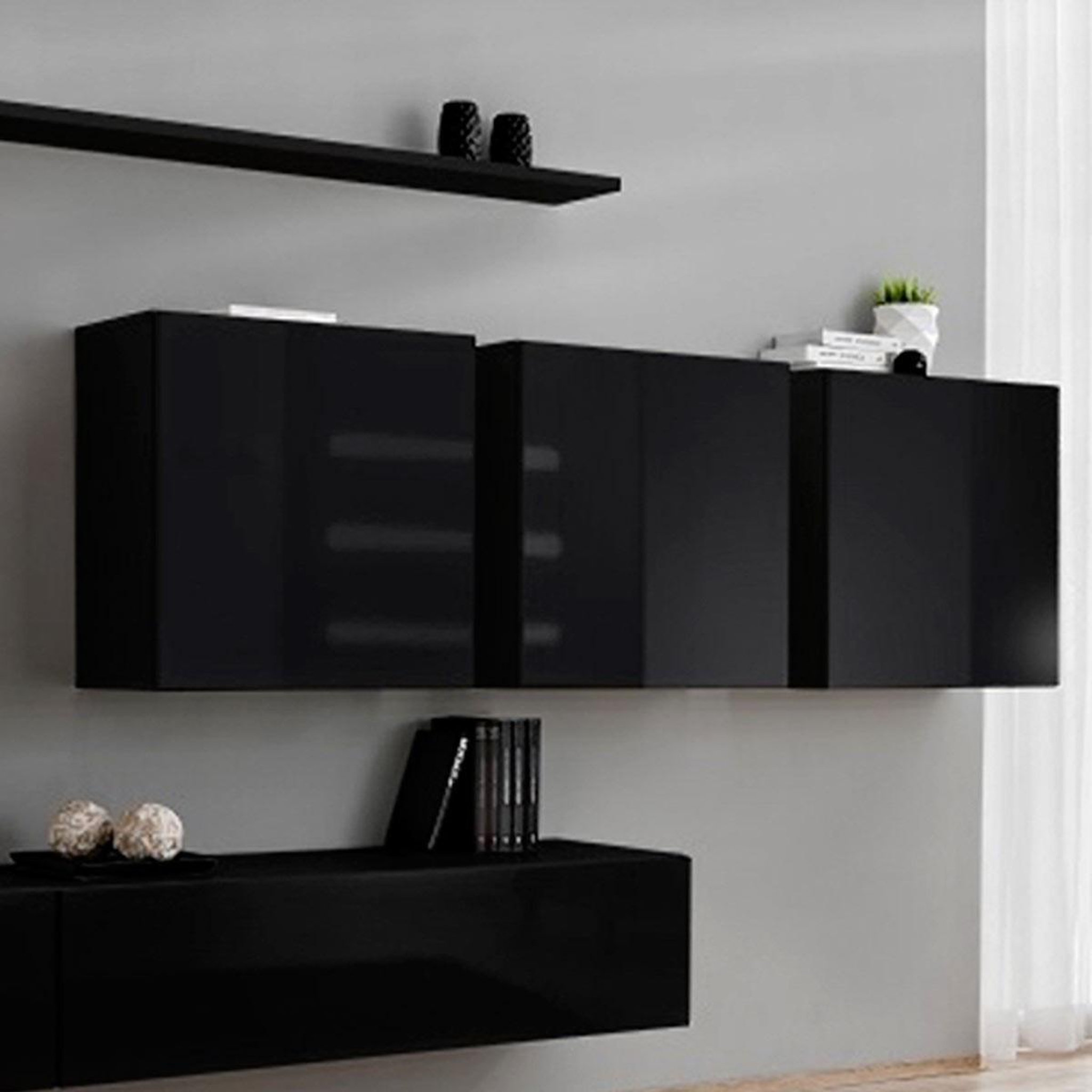 Voir la diapositive 2 : Paris Prix Meuble tv mural design  switch vii  340cm noir