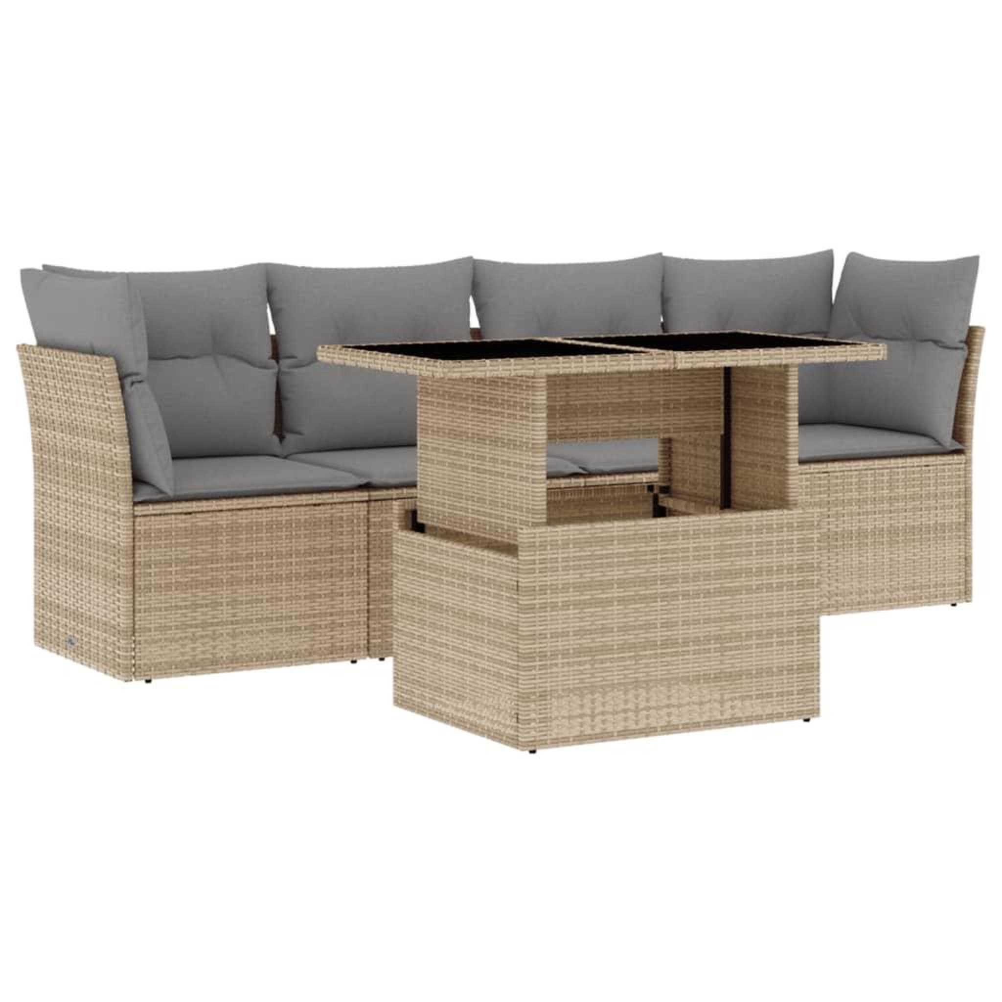 Voir la diapositive 2 : VIDAXL Salon de jardin avec coussins 5 pcs beige resine tressee