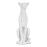 Paris Prix Statue Déco en Résine  Léopard Assis  74cm Blanc