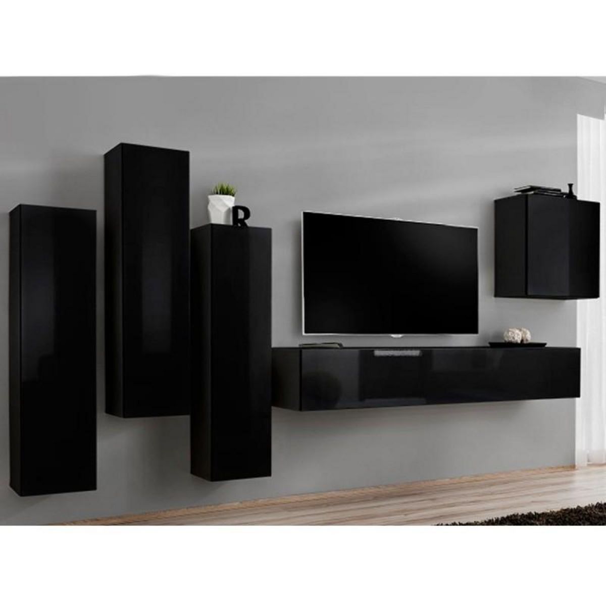 Paris Prix Meuble TV Mural Design  Switch II  270cm Noir