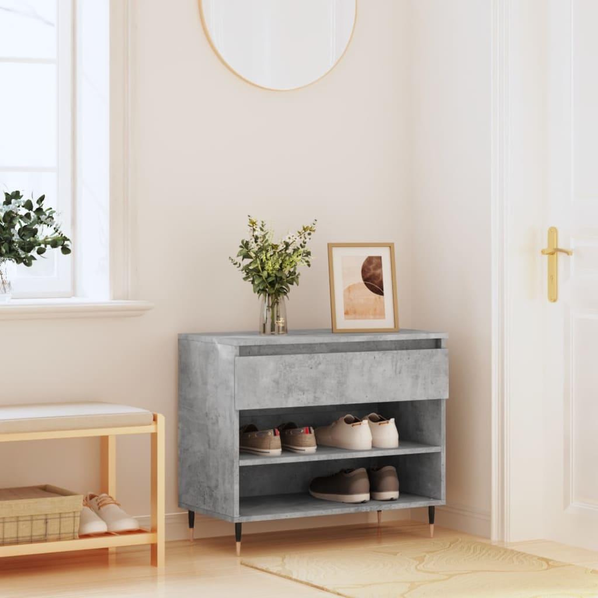 VIDAXL Armoire a chaussures Gris beton 70x36x60 cm Bois d'ingenierie