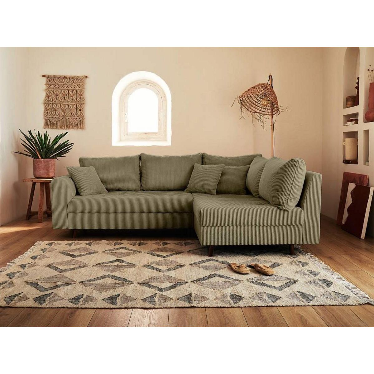 LISA DESIGN Rune - canapé d'angle droit - 4 places - en velours côtelé