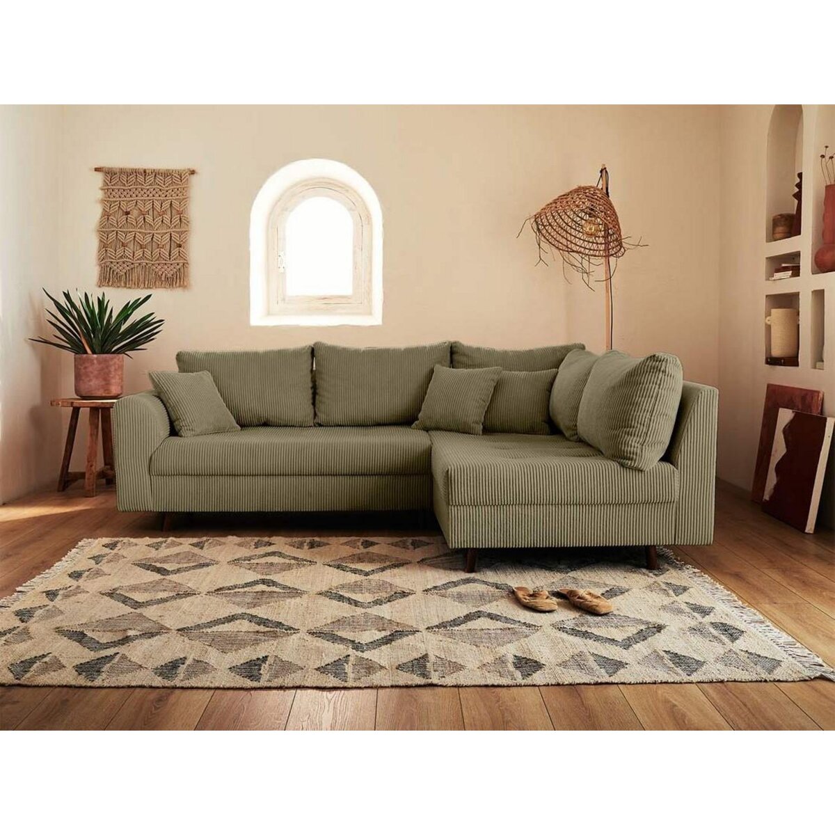 LISA DESIGN Rune - canapé d'angle droit - 4 places - en velours côtelé