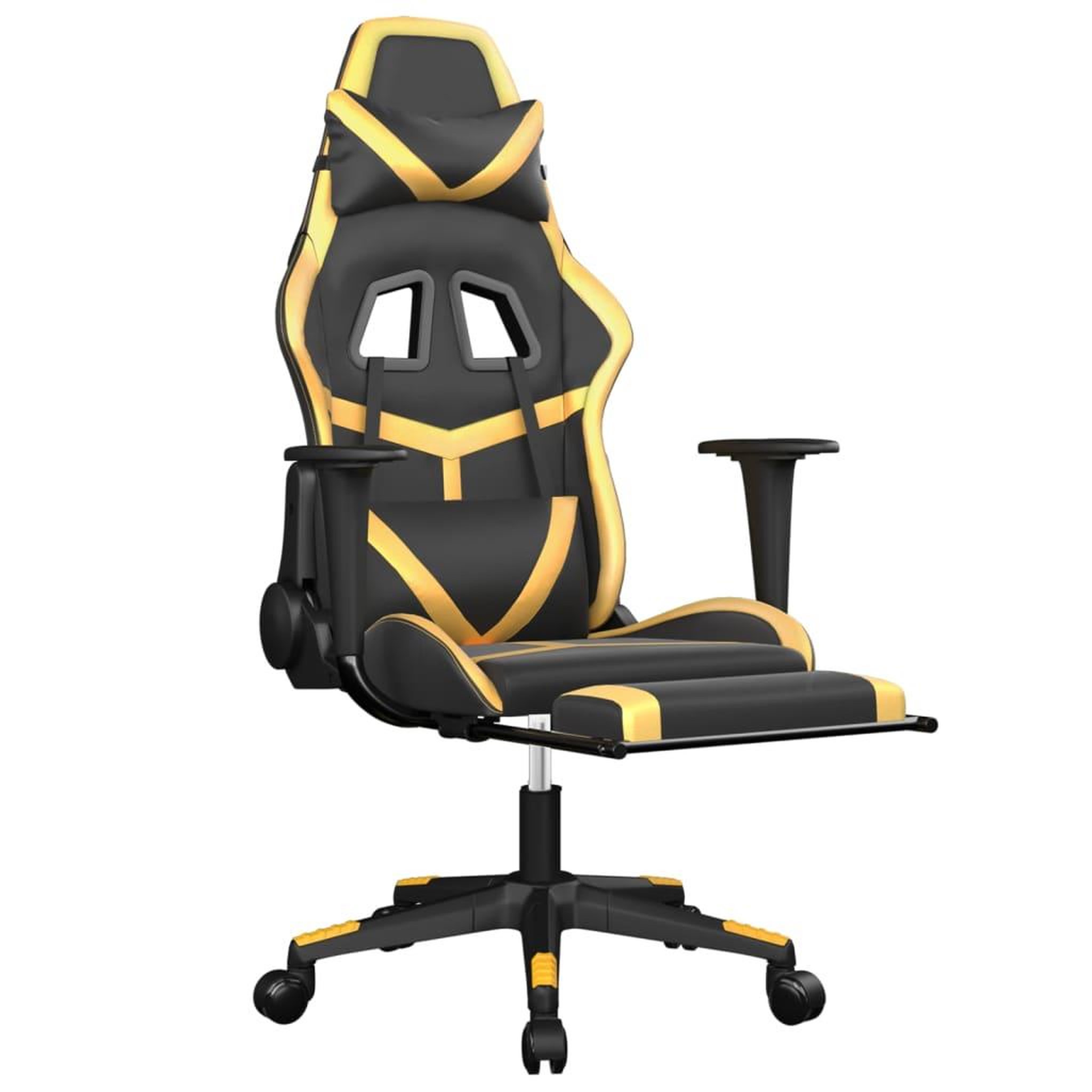 Voir la diapositive 3 : VIDAXL Chaise de jeu de massage avec repose-pied Noir&Dore Similicuir