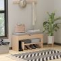 Voir la diapositive 2 : HOMCOM Meuble chaussures banc à chaussures 2 niveaux rangement, niche + coffre intégré avec coussin beige gris