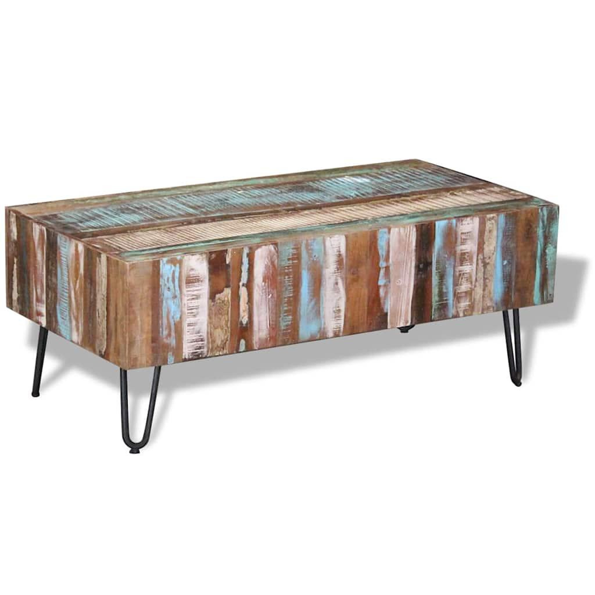 Voir la diapositive 4 : VIDAXL Table basse bois massif de recuperation 100x50x38 cm