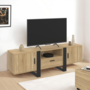 Voir la diapositive 2 : ID MARKET Meuble TV 160 cm PHOENIX 3 portes bois et noir