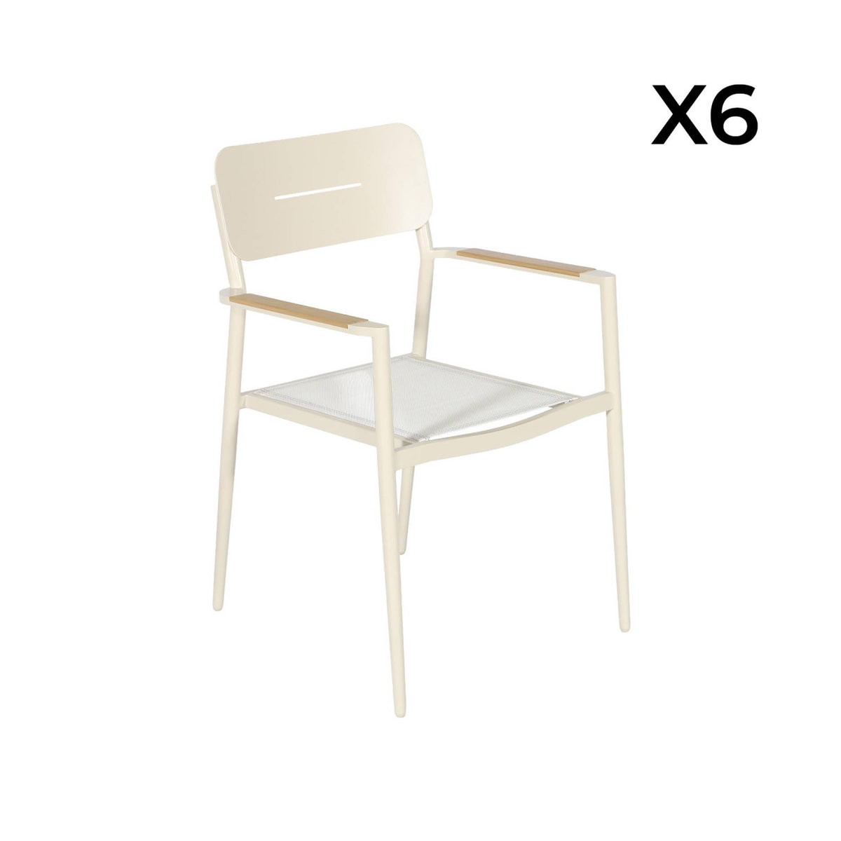 SWEEEK Table de jardin ronde aluminium + 6 assises - Oreva / Fira