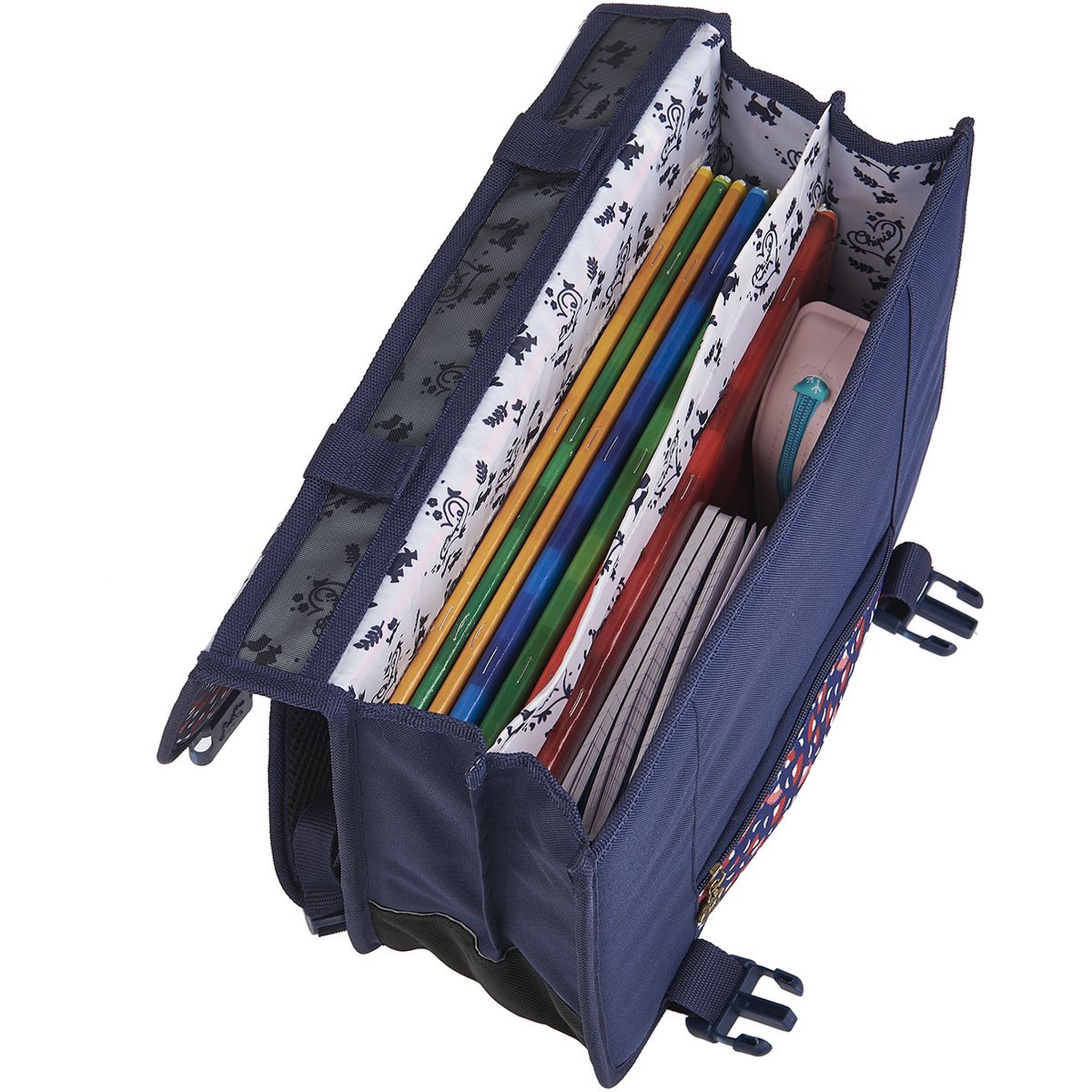 Voir la diapositive 5 : CHIPIE Cartable 38 cm CP/CE1/CE2 bleu motifs feuilles