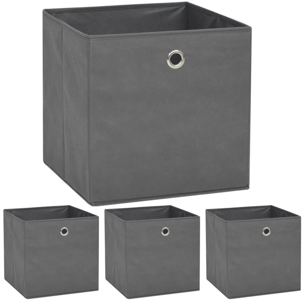 VIDAXL Boîte de rangement 4 pcs Tissu non-tisse 32x32x32 cm Gris