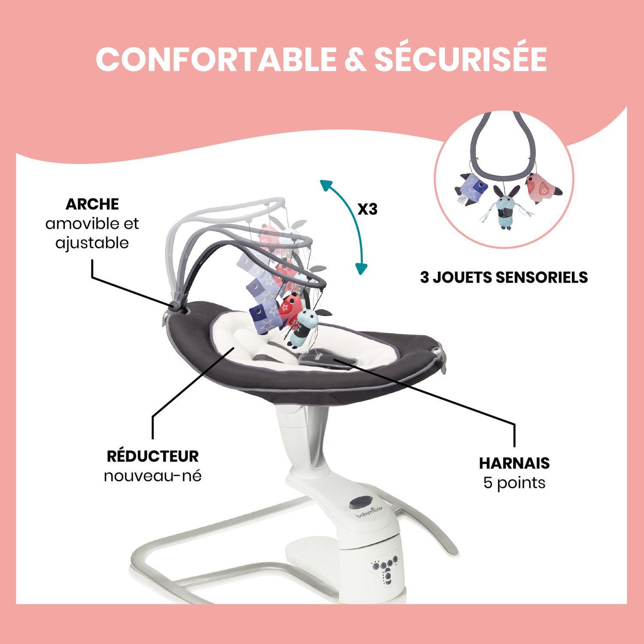 Voir la diapositive 3 : BABYMOOV Transat balancelle bébé Swoon Motion