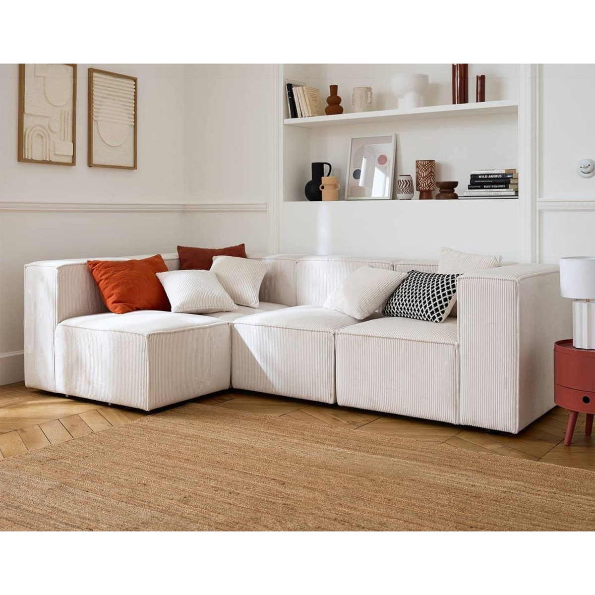 LISA DESIGN Arty - canapé modulable d'angle gauche 4 places - en velours côtelé