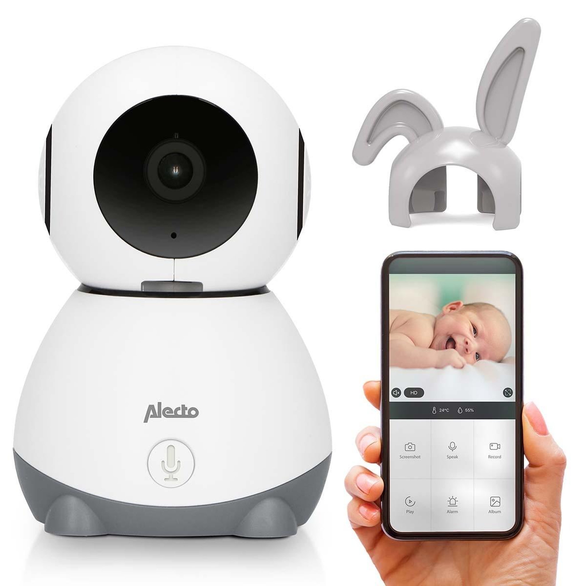 ALECTO Babyphone Wi-Fi Caméra Full HD 1080p orientable Vision Nocturne Interphone Alertes Alecto