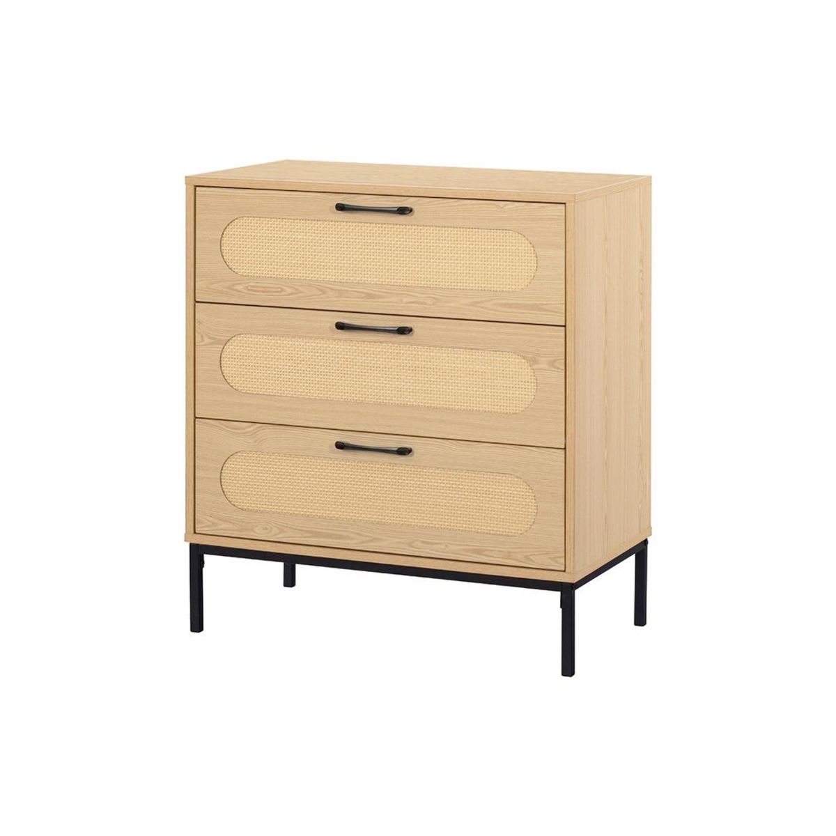BEST MOBILIER Nagato - commode - cannage et effet bois - 70 cm