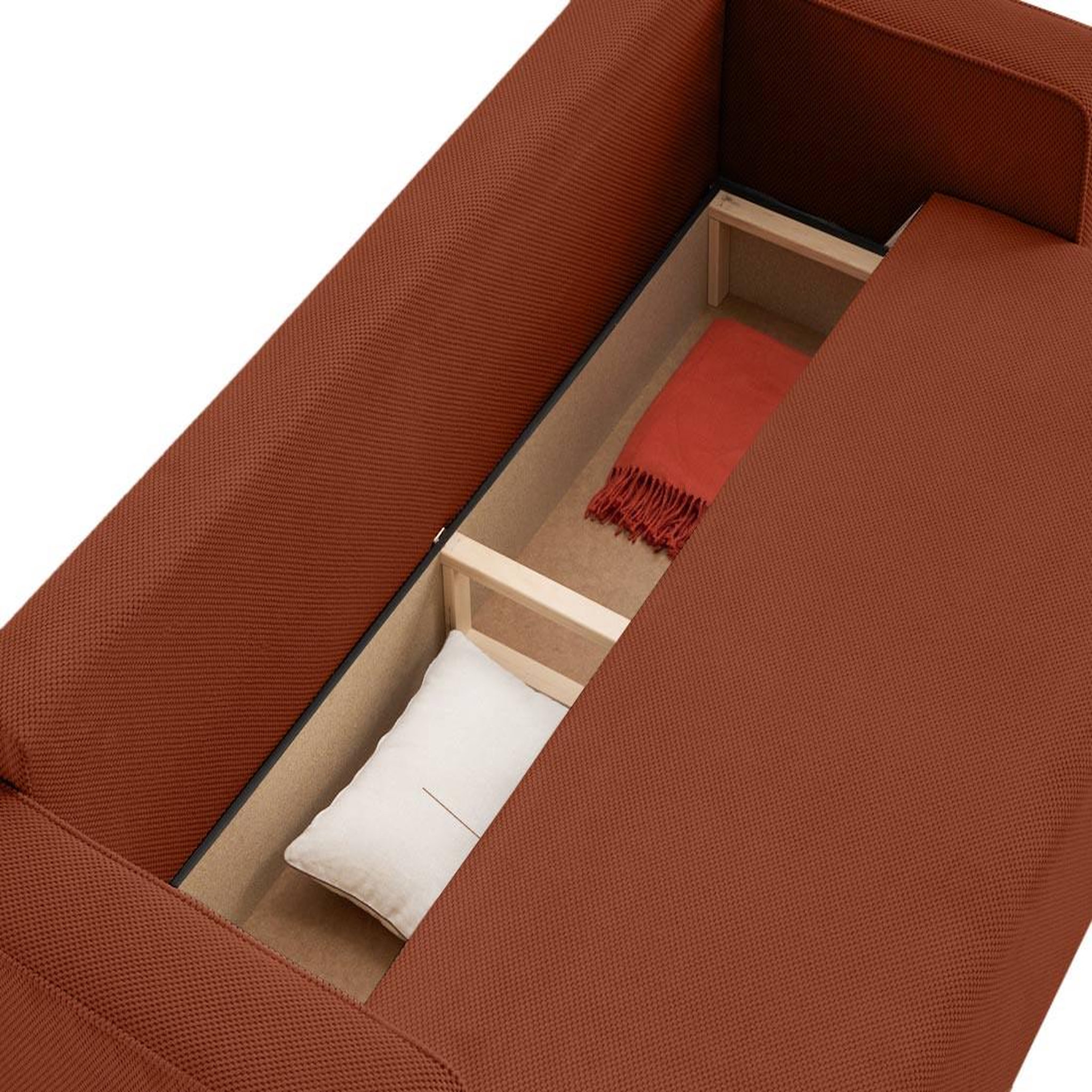 Voir la diapositive 3 : BEST MOBILIER Topaze - canapé droit 3 places convertible avec coffre en velours texturé