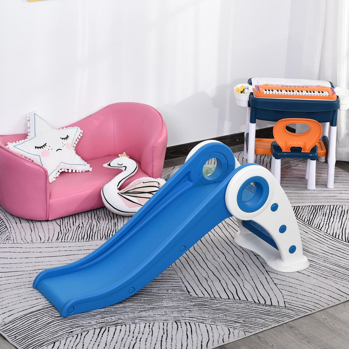 HOMCOM Toboggan enfant pliable 3 à 6 ans usage intérieur extérieur dim. 120L x 50l x 56H cm HDPE