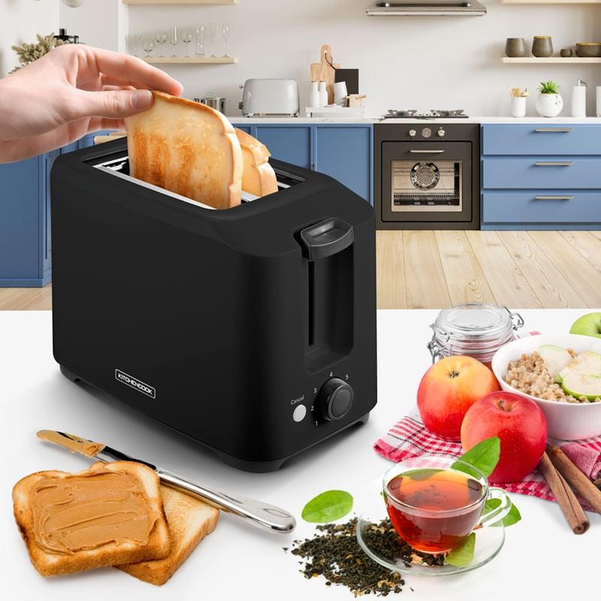 Voir la diapositive 2 : KITCHENCOOK Grille pain 2 fentes et tiroir ramasse miettes toasteo kitchencook