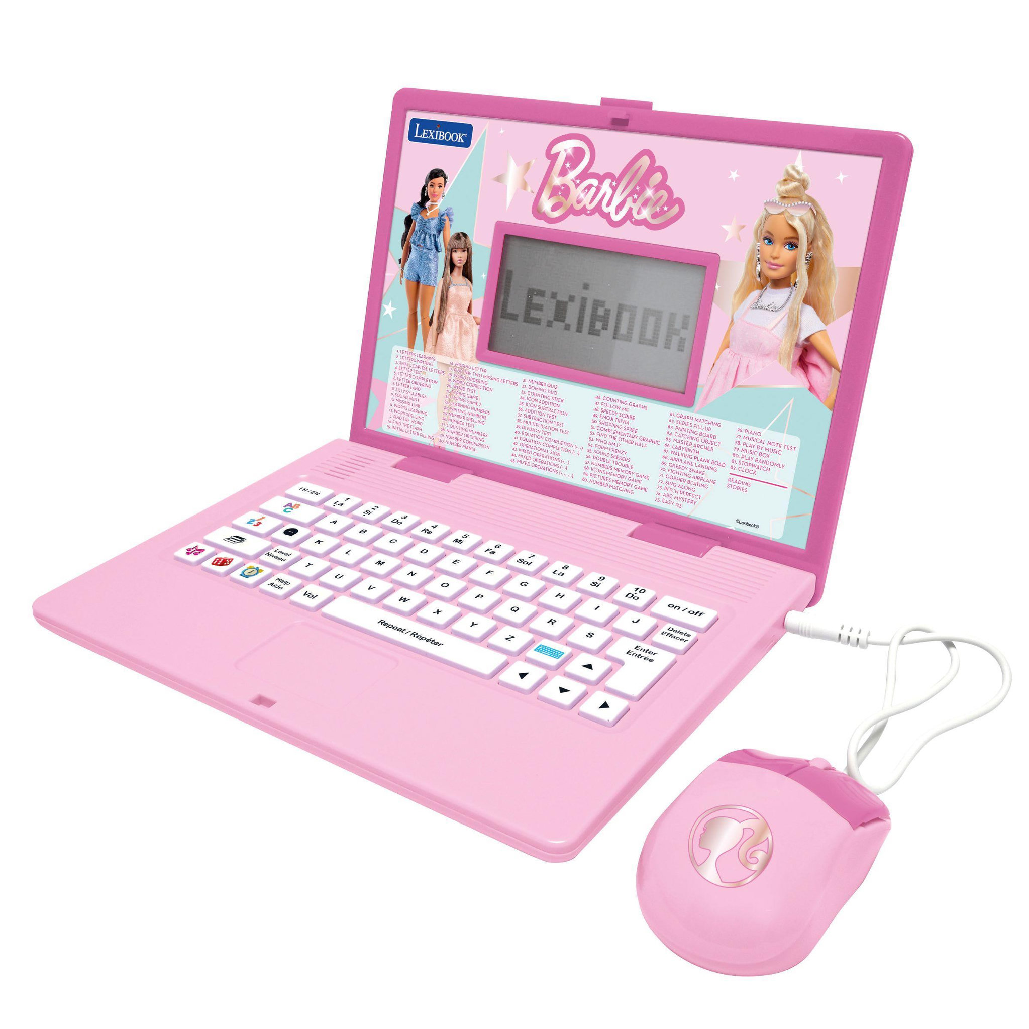 Lexibook Ordinateur éducatif bilingue avec 164 activités Barbie (EN/FR)