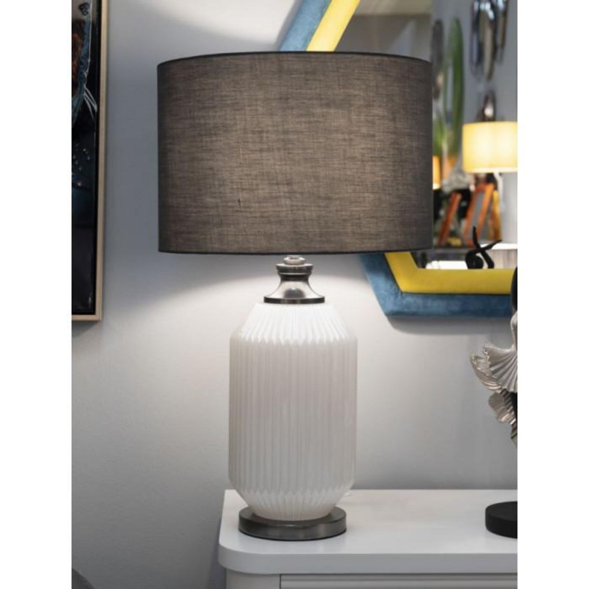 Paris Prix Lampe à Poser en Verre  Brighty  65cm Blanc & Gris