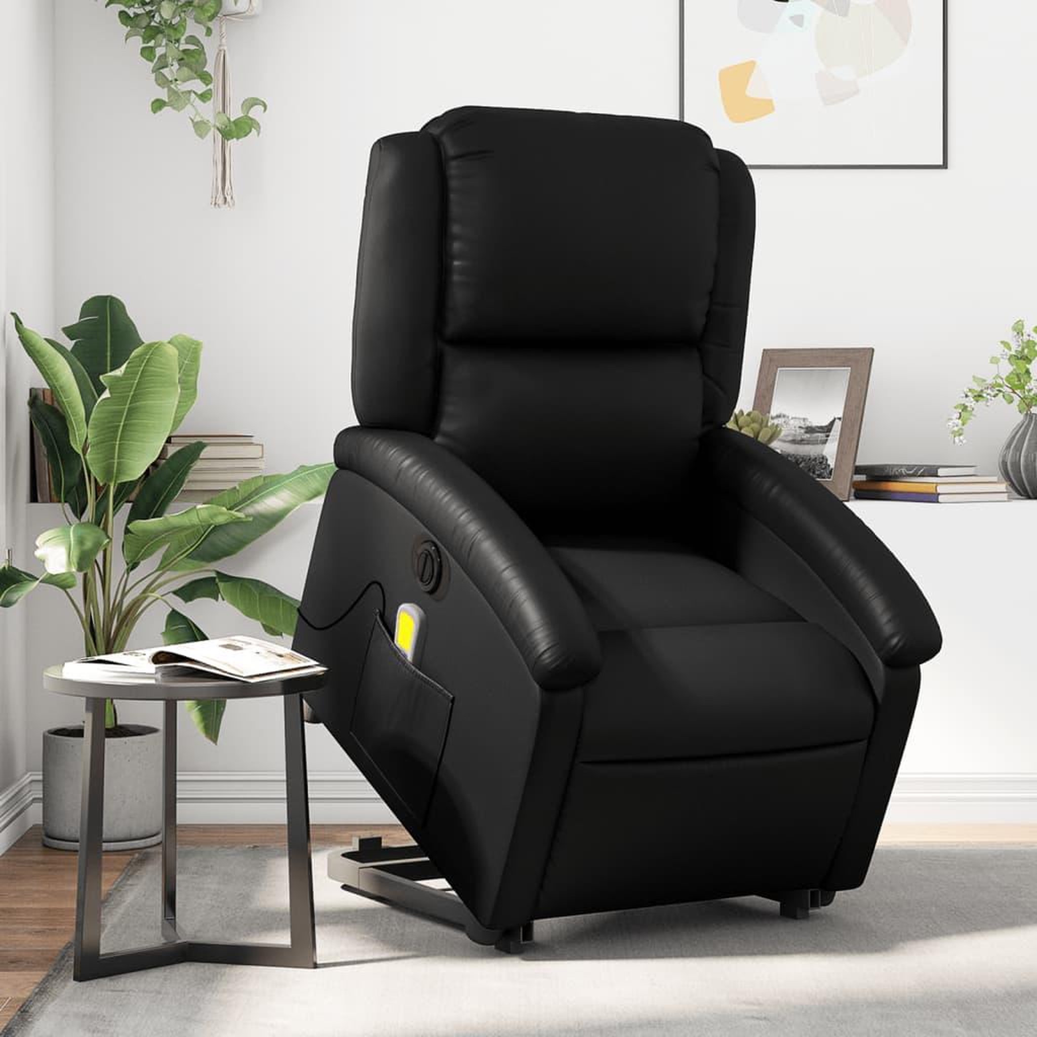 VIDAXL Fauteuil inclinable de massage electrique noir similicuir