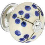 CENTRALE BRICO Bouton de meuble Boule bleu porcelaine H.38 x l.40 x P.40 mm