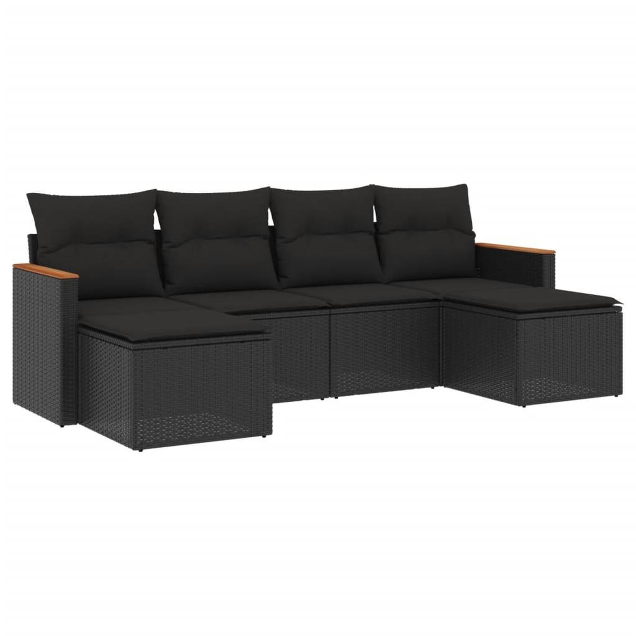 Voir la diapositive 2 : VIDAXL Salon de jardin 6 pcs avec coussins noir resine tressee