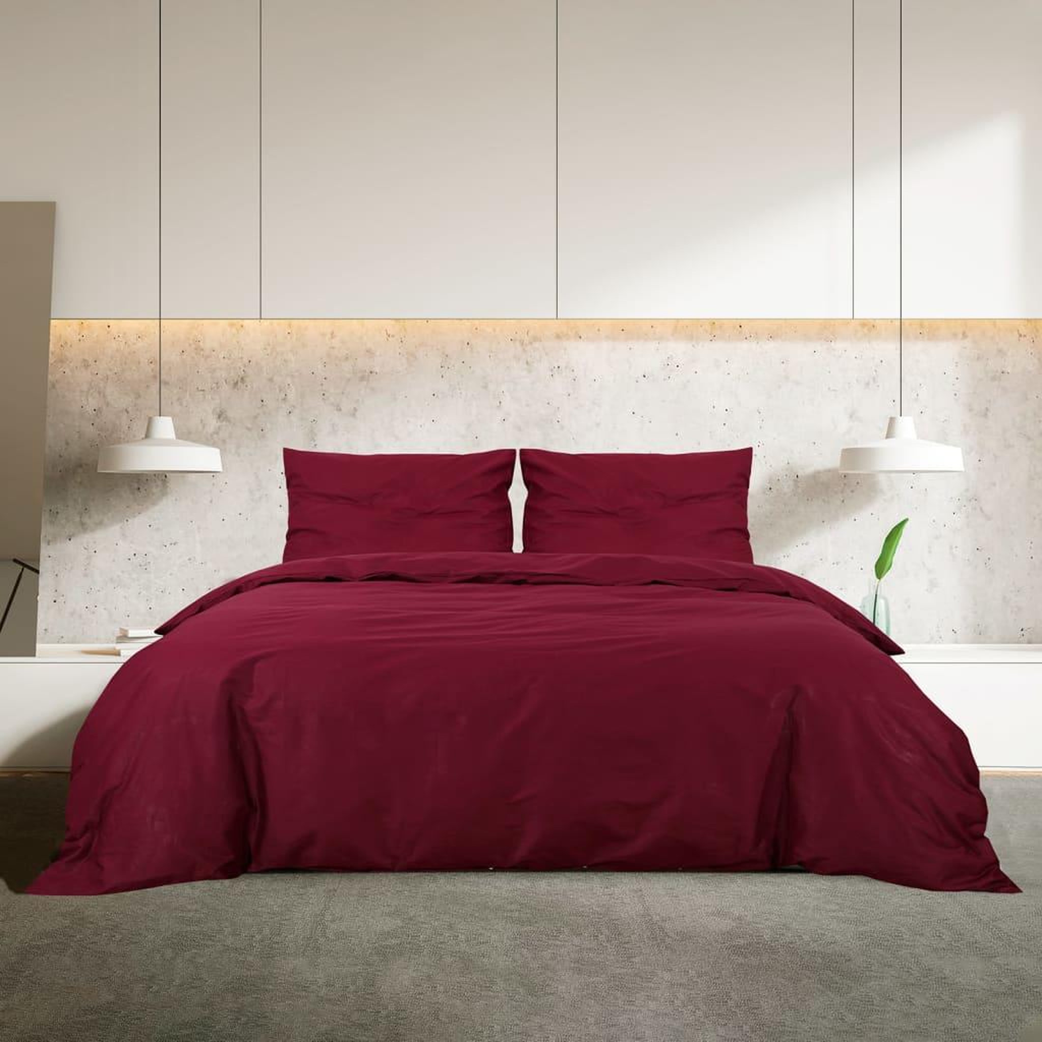 Voir la diapositive 3 : VIDAXL Ensemble de housse de couette Bordeaux 200x220 cm Microfibre