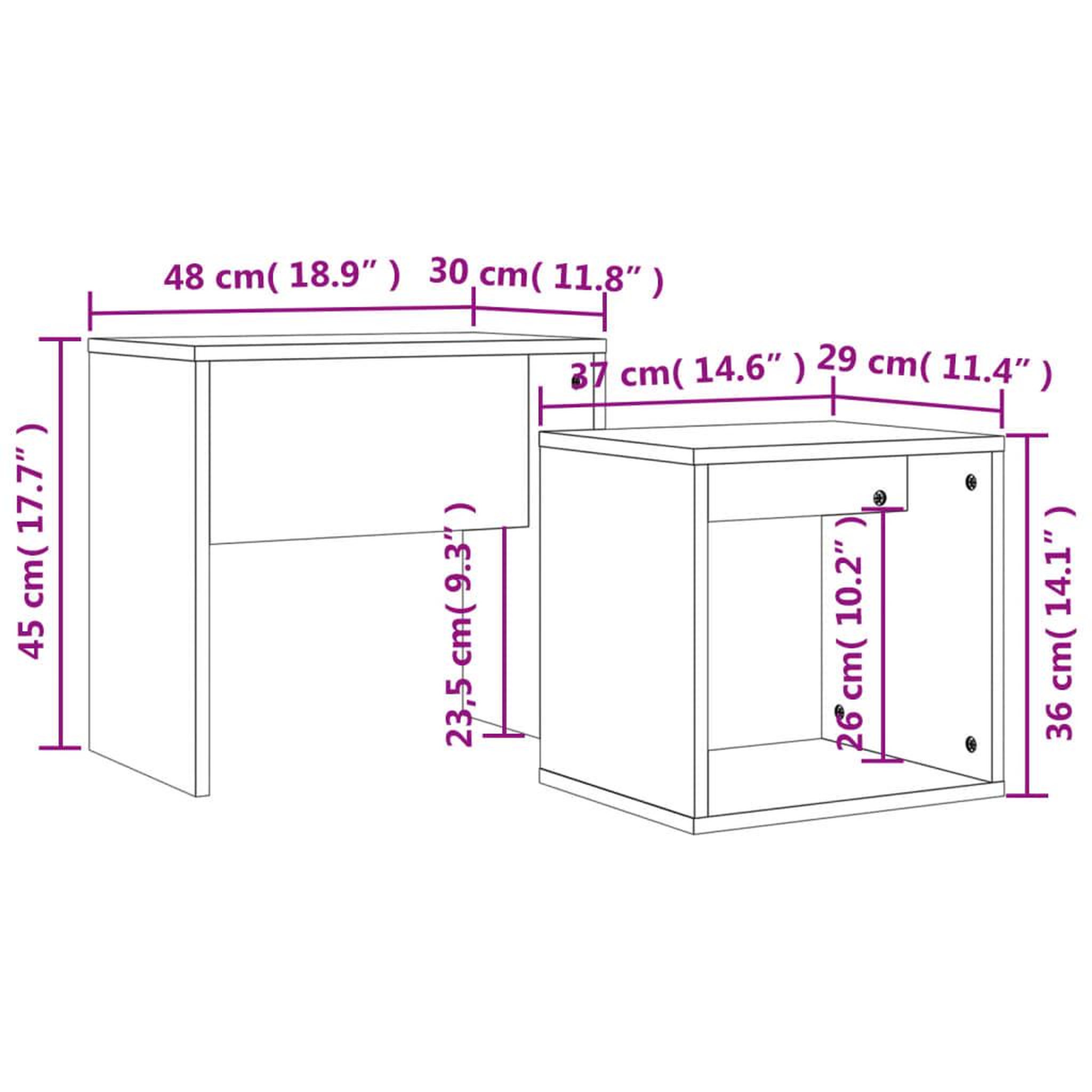 Voir la diapositive 6 : VIDAXL Tables basses gigognes 2 pcs chene marron bois d'ingenierie