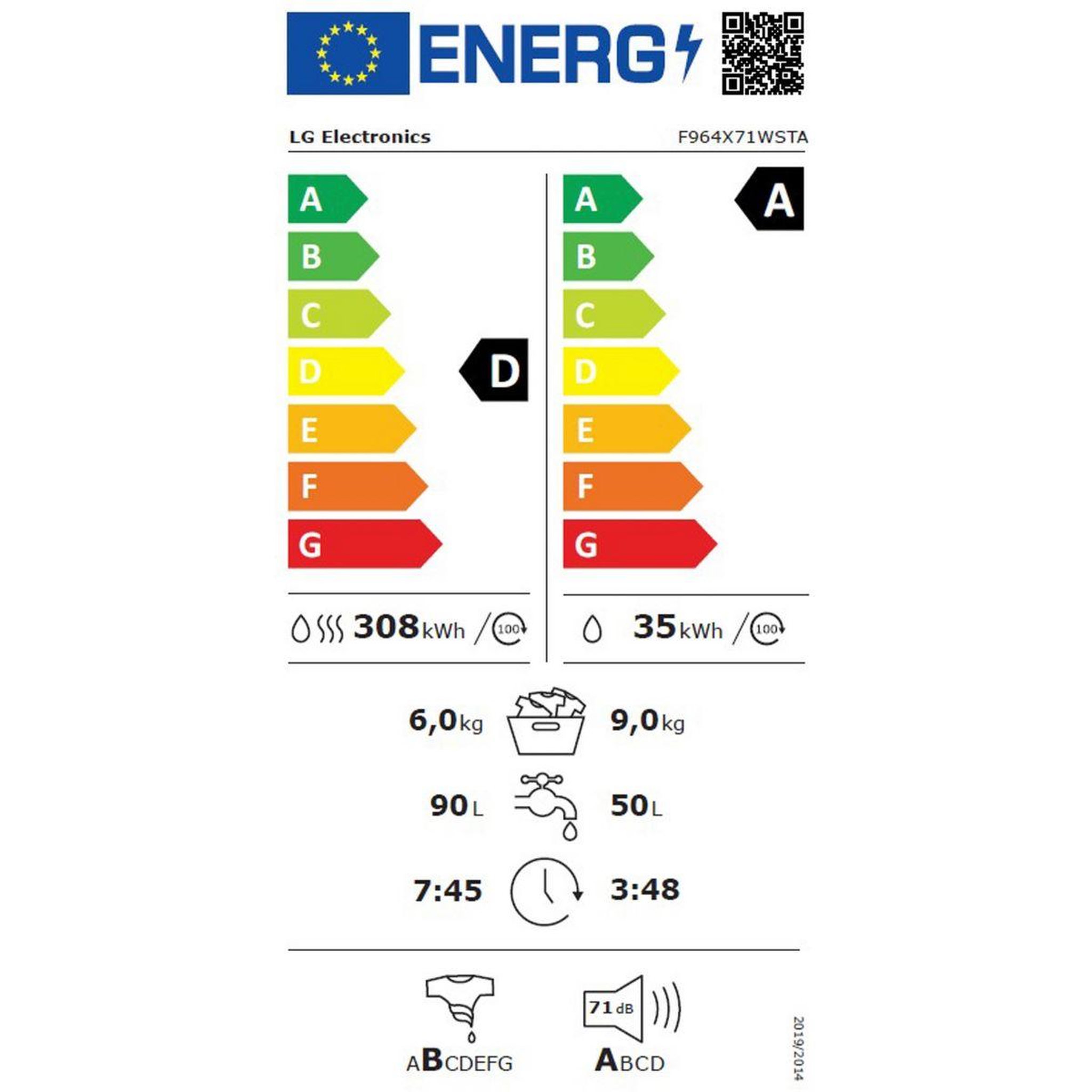 Voir la diapositive 6 : LG Lave linge séchant hublot f964x71wsta - 9/6 kg - 1400 tr/min - classe d - moteur direct drive - dosage automatique - connecté