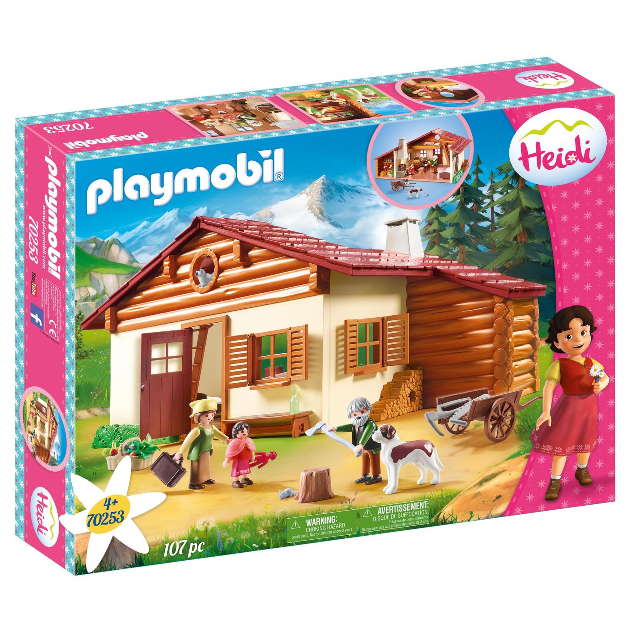 Voir la diapositive 1 : PLAYMOBIL 70253 - Heidi - Heidi avec grand-père et chalet