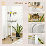 Voir la diapositive 4 : PAWHUT Perchoir sur pied pour perroquets, grandes perruches - 4 roulettes - 2 mangeoires et plateau inox, perchoir - métal blanc